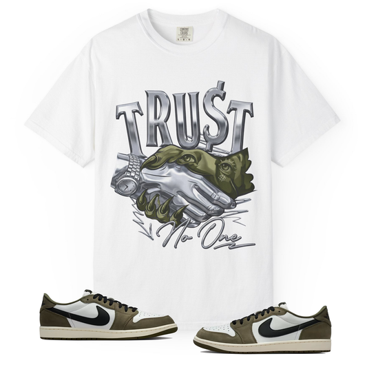 Medium Olive 1s Tee23Kicks Trust No One T-Shirt
