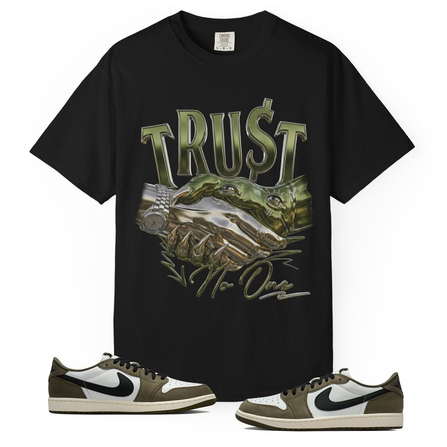 Medium Olive 1s Tee23Kicks Trust No One T-Shirt