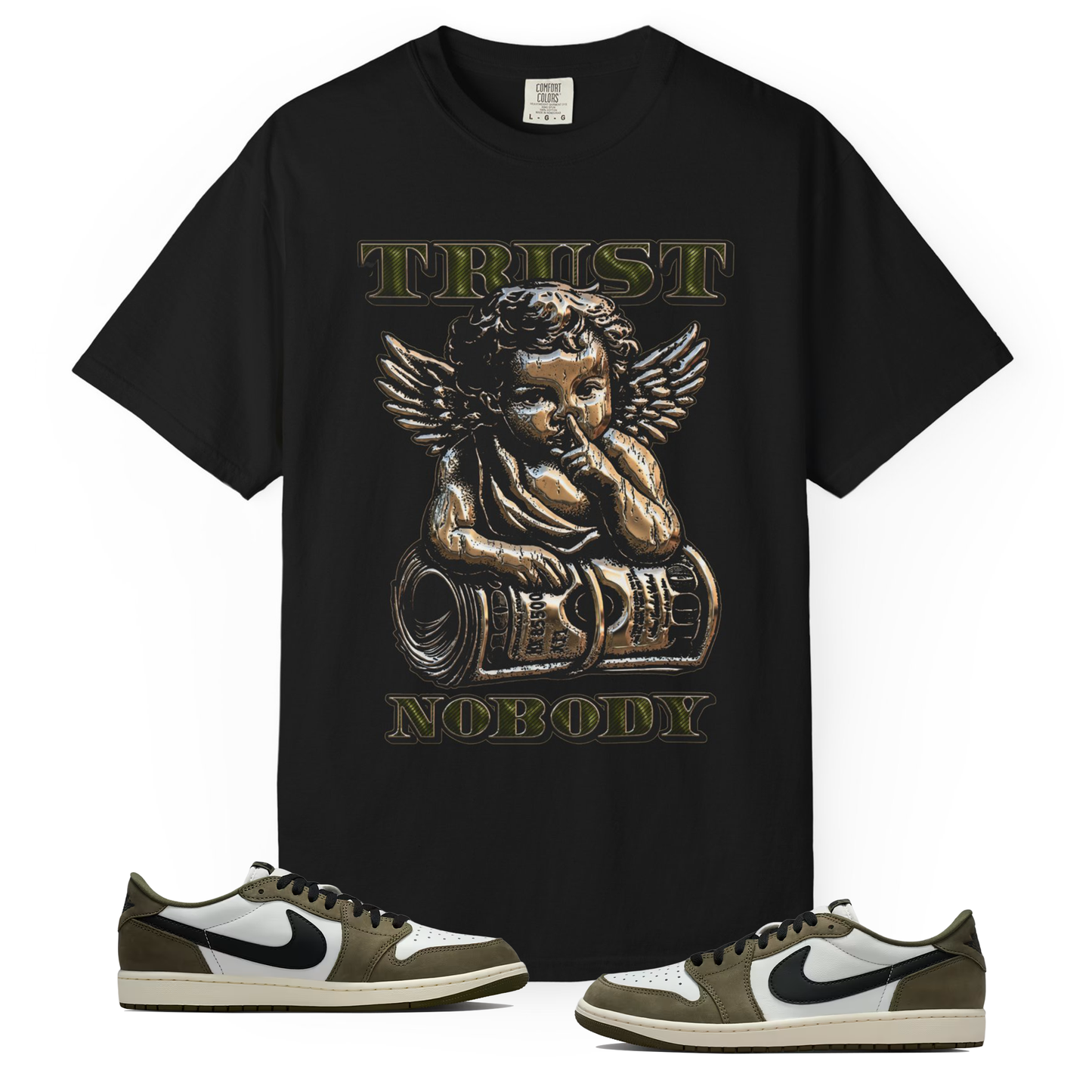 Medium Olive 1s Tee23Kicks Trust Nobody T-Shirt