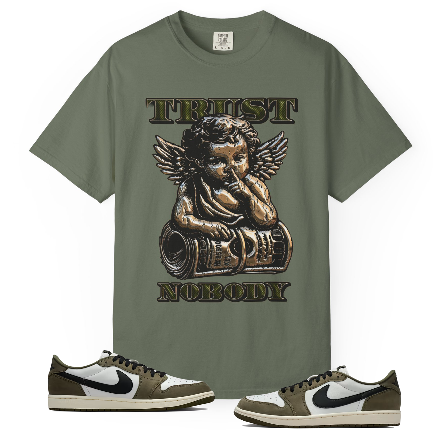 Medium Olive 1s Tee23Kicks Trust Nobody T-Shirt