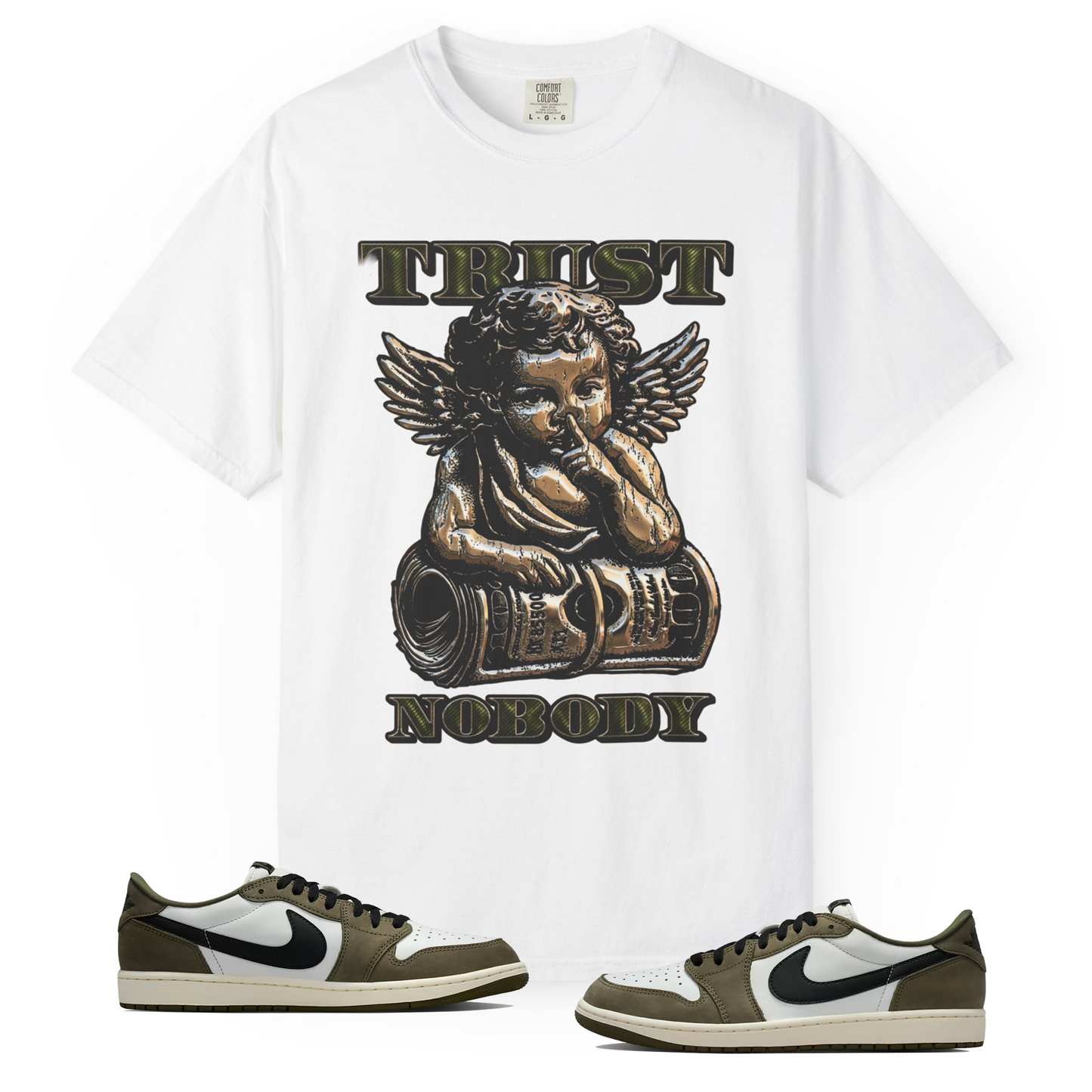 Medium Olive 1s Tee23Kicks Trust Nobody T-Shirt