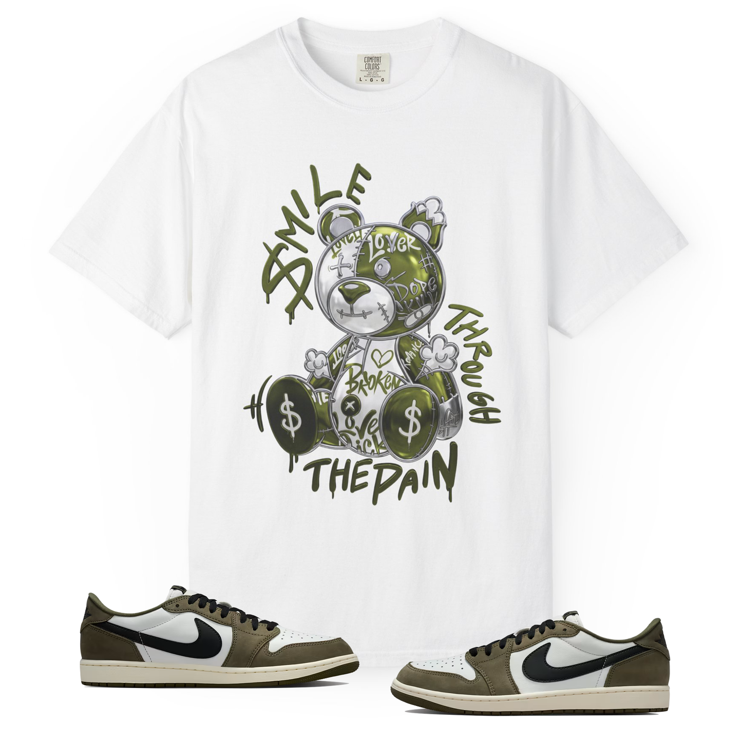 Medium Olive 1s Tee23Kicks Smile Through The Pain T-Shirt