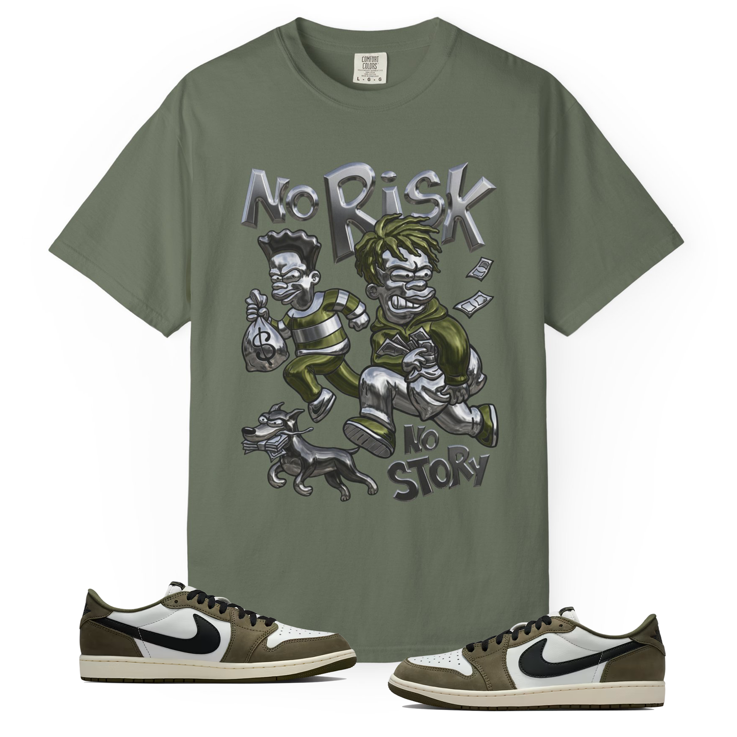 Medium Olive 1s Tee23Kicks No Risk No Story T-Shirt