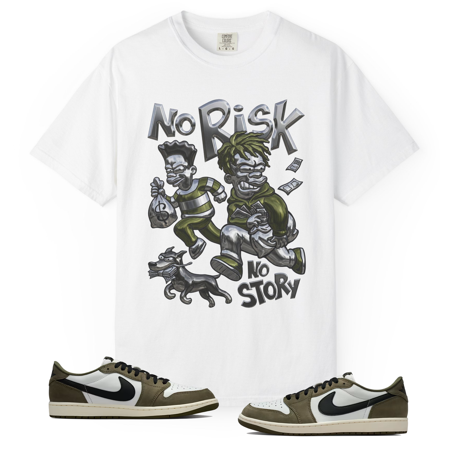 Medium Olive 1s Tee23Kicks No Risk No Story T-Shirt