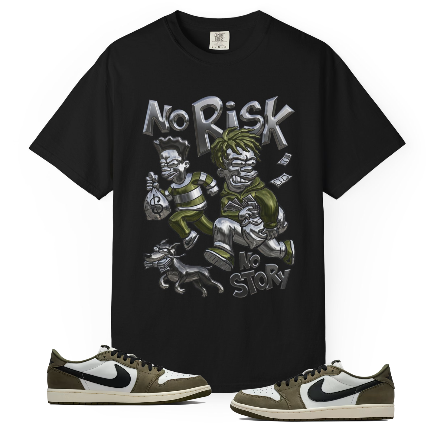 Medium Olive 1s Tee23Kicks No Risk No Story T-Shirt